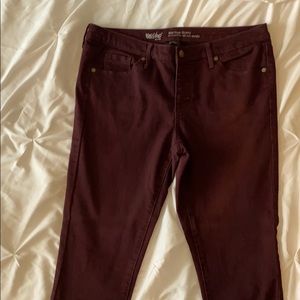 Mid-Rise Burgundy Skinny Jeans